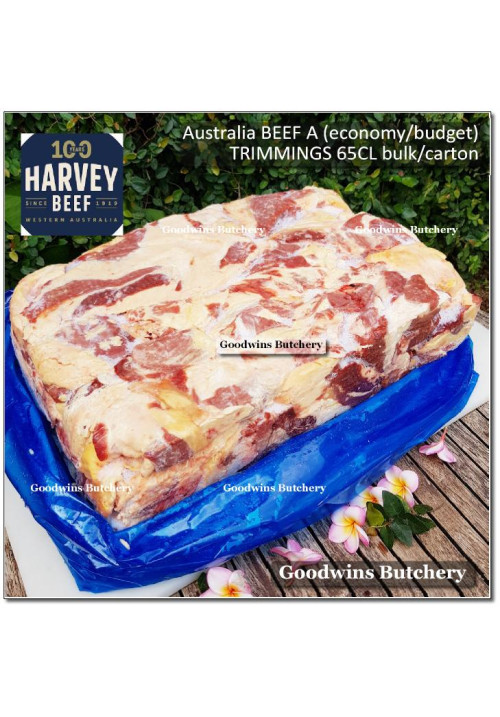 Australia BEEF TRIMMINGS 65CL daging sapi tetelan Australia A (economy budget) HARVEY frozen BULK +/- 28 kg/ctn (price/kg) PRE-ORDER